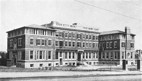 The stately façade of The New England Home for Little Wanderers.